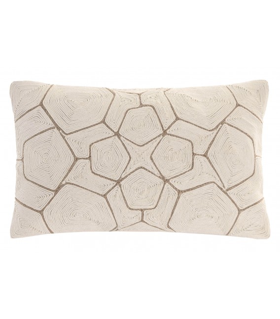 Set 2 cojines riñonera boho algodón bordado crudo detalle marrón