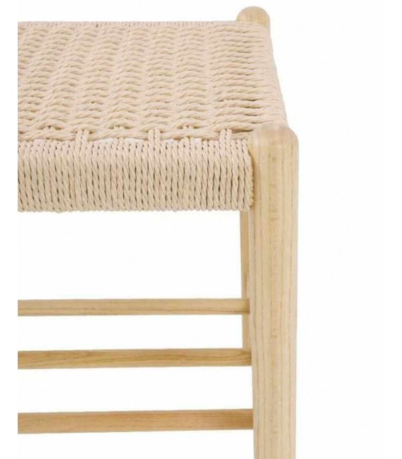 Banco pie cama madera fresno natural cuerda trenzada estilo boho 3