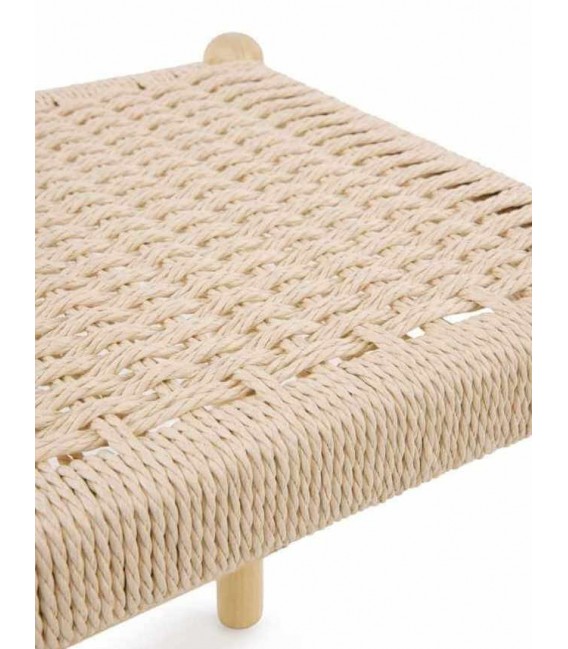 Banco pie cama madera fresno natural cuerda trenzada estilo boho 4