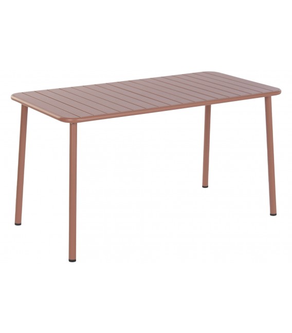 Set mesa 4 sillas apilables exterior polipropileno y metal  terracota 3