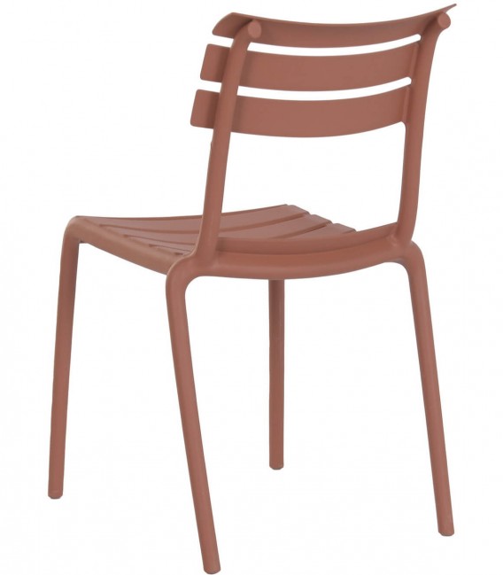 Set mesa 4 sillas apilables exterior polipropileno y metal  terracota 5