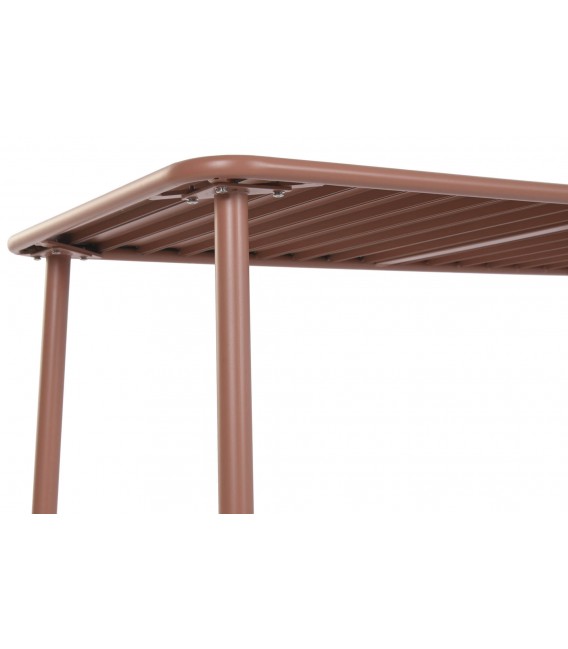 Set mesa 4 sillas apilables exterior polipropileno y metal  terracota 6