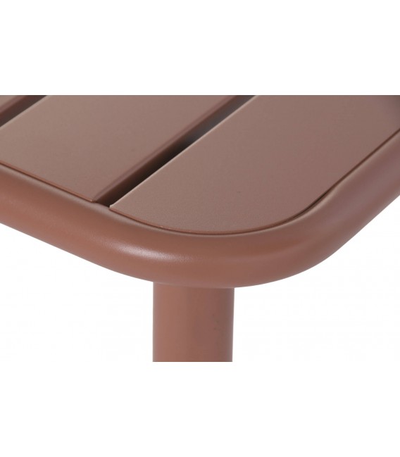 Set mesa 4 sillas apilables exterior polipropileno y metal  terracota 7