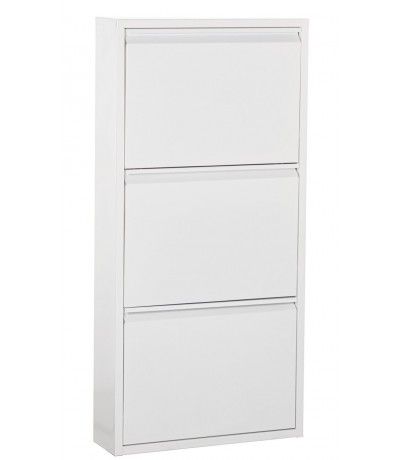 Zapatero metal blanco estrecho 3 puertas estilo moderno compacto