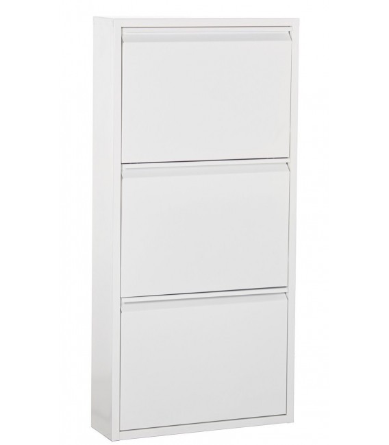 Zapatero metal blanco estrecho 3 puertas estilo moderno compacto