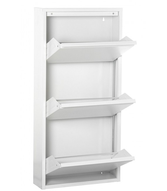 Zapatero metal blanco estrecho 3 puertas estilo moderno compacto 1