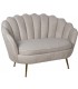 Sofá 2 plazas beige pequeño con patas doradas estilo art deco