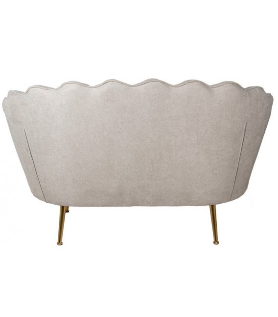 Sofá 2 plazas beige pequeño con patas doradas estilo art deco 1