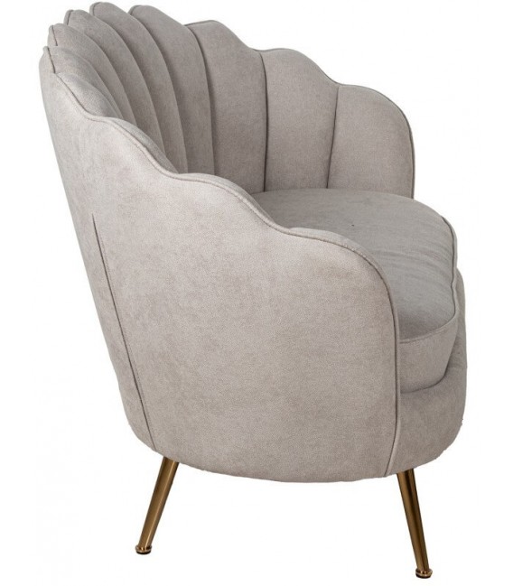 Sofá 2 plazas beige pequeño con patas doradas estilo art deco 2
