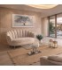 Sofá 2 plazas beige pequeño con patas doradas estilo art deco Mdmhogar