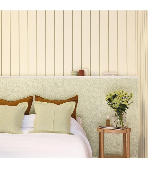 ROLLO PAPEL PINTADO RALLAS 53 X 10,5 VIANA VERDE Y BEIGE