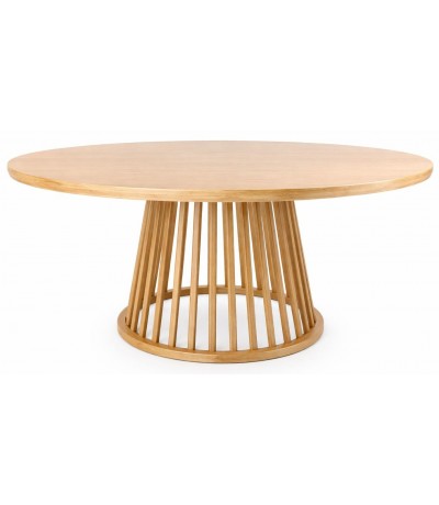 MESA DE COMEDOR REDONDA GRANDE 180 Ø X 76 LETO MADERA NATURAL
