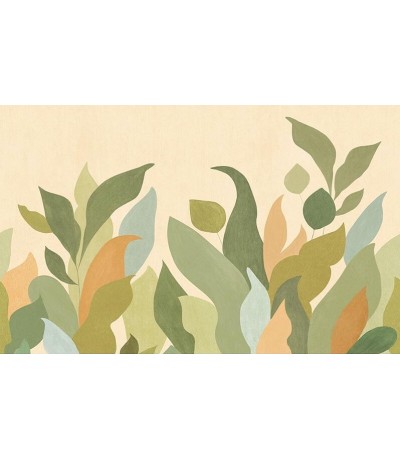 Mural papel XL pintado floral moderno beige verde multicolor