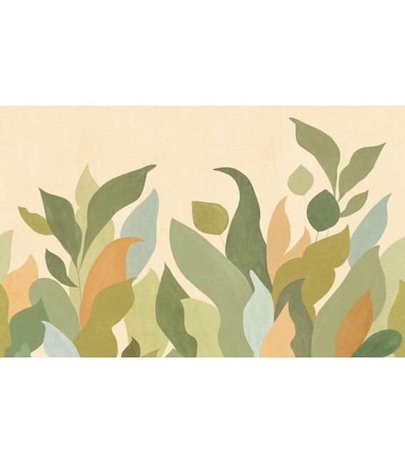 Mural papel XL pintado floral moderno beige verde multicolor