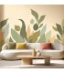 Mural papel XL pintado floral moderno beige verde multicolor Mdmhogar