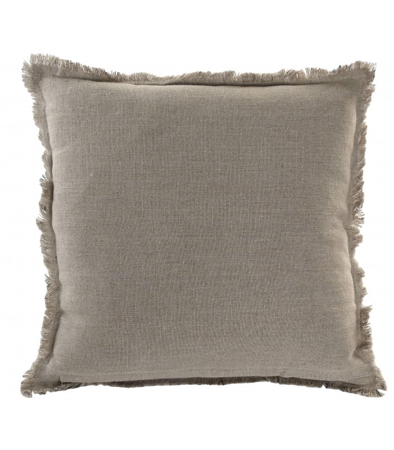 Set 2 cojines con relleno lino grandes rayas gris marrón desnfundables 1