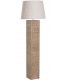 Lámpara de pie madera maciza tallada pantalla lino beige estilo boho
