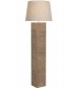 Lámpara de pie madera maciza tallada pantalla lino beige estilo boho 1