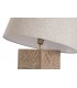 Lámpara de pie madera maciza tallada pantalla lino beige estilo boho 2