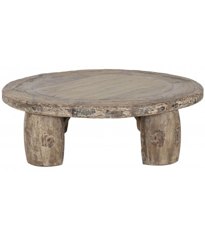 Mesa de centro teca maciza redonda grande estilo boho rústica