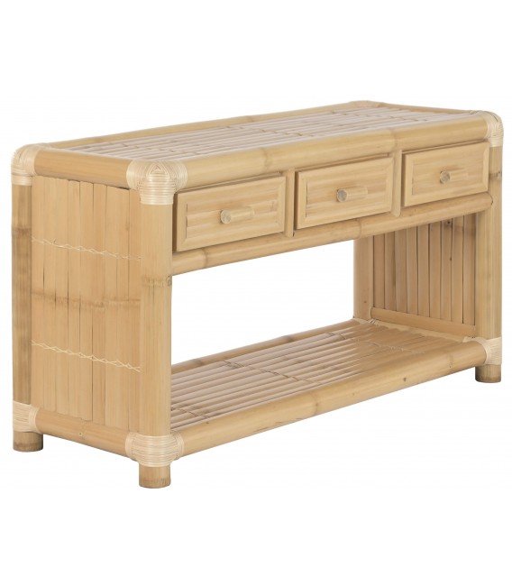 Consola bambú y ratán de tres cajones estilo oriental natural mdmhogar