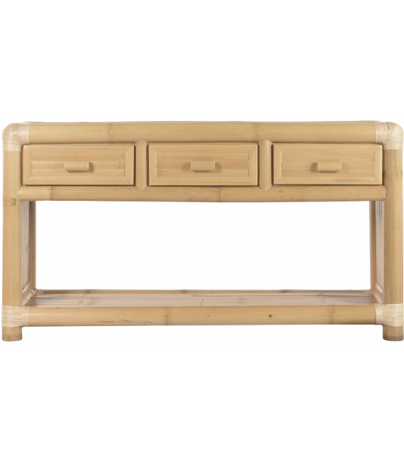Consola bambú y ratán de tres cajones estilo oriental natural 3