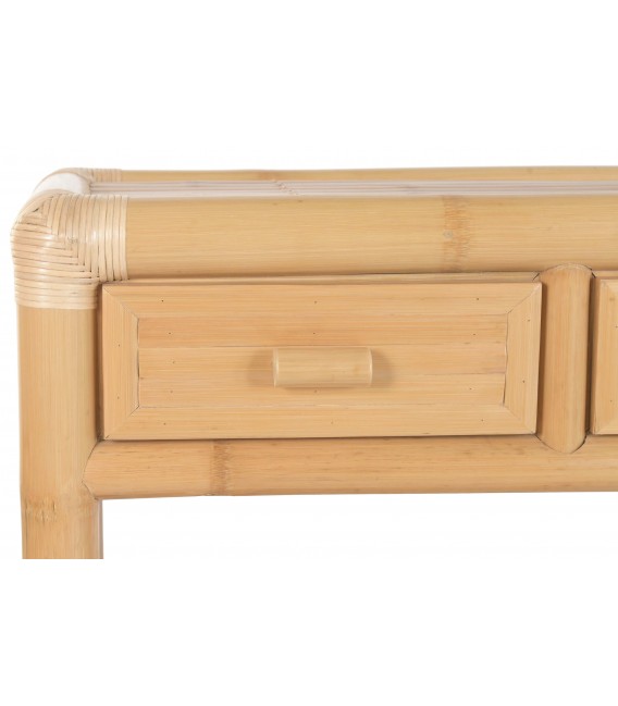Consola bambú y ratán de tres cajones estilo oriental natural 7