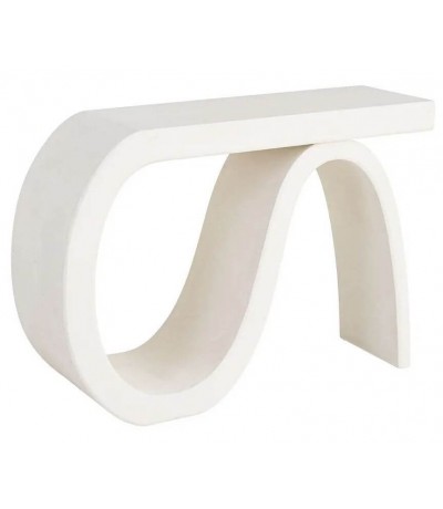 Consola ibicenca blanca de madera DM diseño orgánico moderno 1
