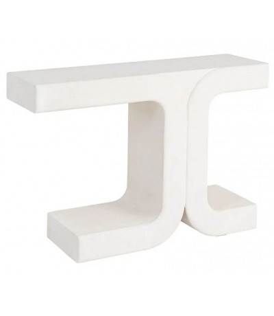 Consola ibicenca en blanco con diseño curvo madera DM elegante