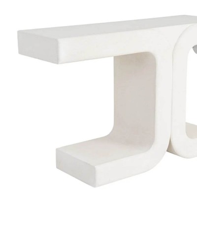 Consola ibicenca en blanco con diseño curvo madera DM elegante 1