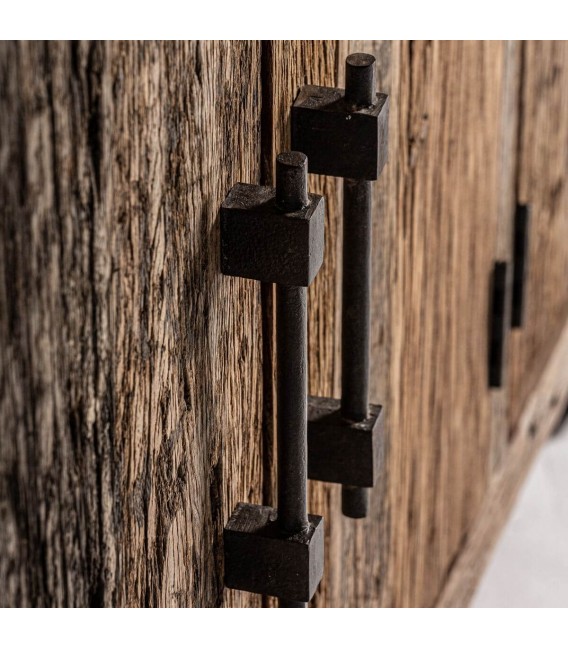 Aparador estilo boho madera mango seis puertas almacenaje grande 3
