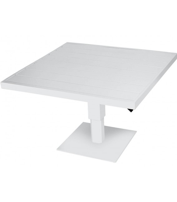 Mesa centro exterior aluminio blanco estilo ibicenco cuadrada