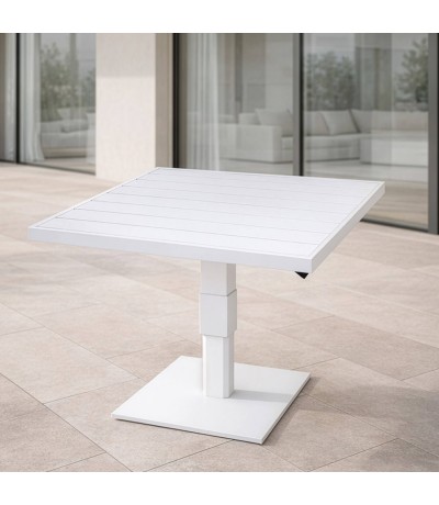 Mesa centro exterior aluminio blanco estilo ibicenco cuadrada mdmhogar