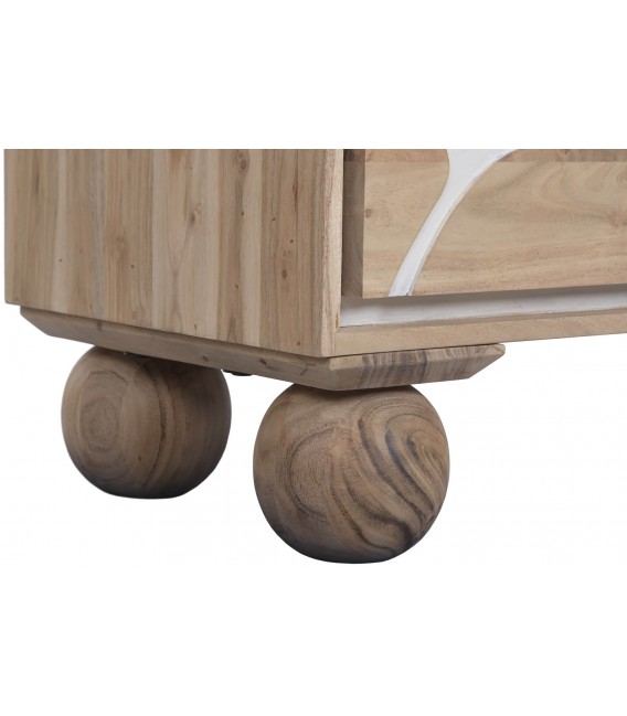 Mueble de TV madera acacia natural blanco boho chic artesanal 4