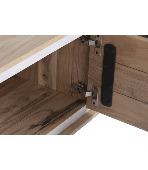 Mueble de TV madera acacia natural blanco boho chic artesanal 5