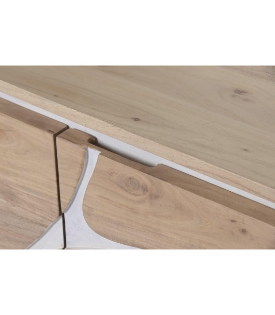 Mueble de TV madera acacia natural blanco boho chic artesanal 6