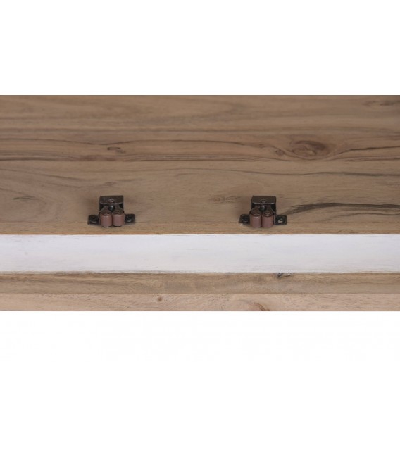 Mueble de TV madera acacia natural blanco boho chic artesanal 7
