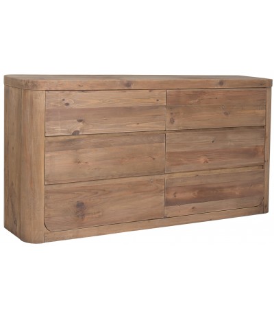 Cómoda madera reciclada nogal seis cajones estilo boho natural 1