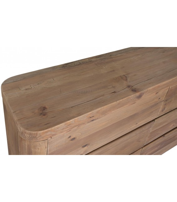 Cómoda madera reciclada nogal seis cajones estilo boho natural 4