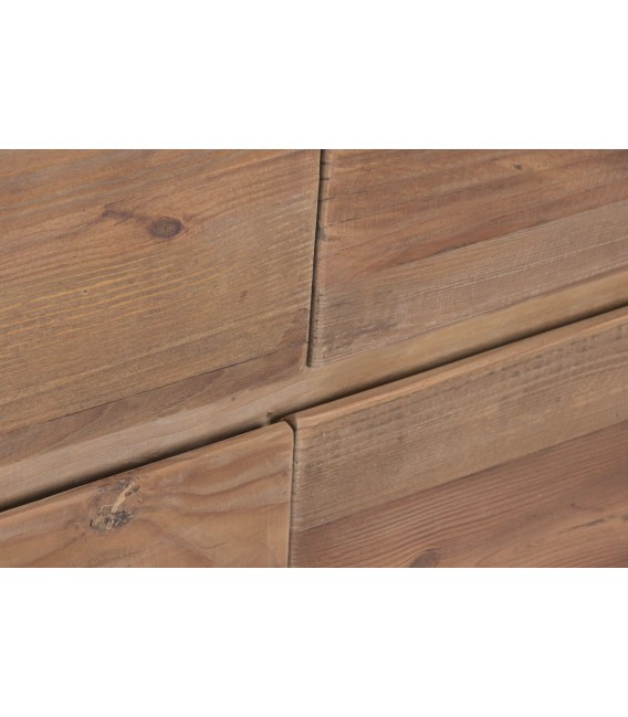 Cómoda madera reciclada nogal seis cajones estilo boho natural 6