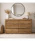 Cómoda madera reciclada nogal seis cajones estilo boho natural mdmhogar