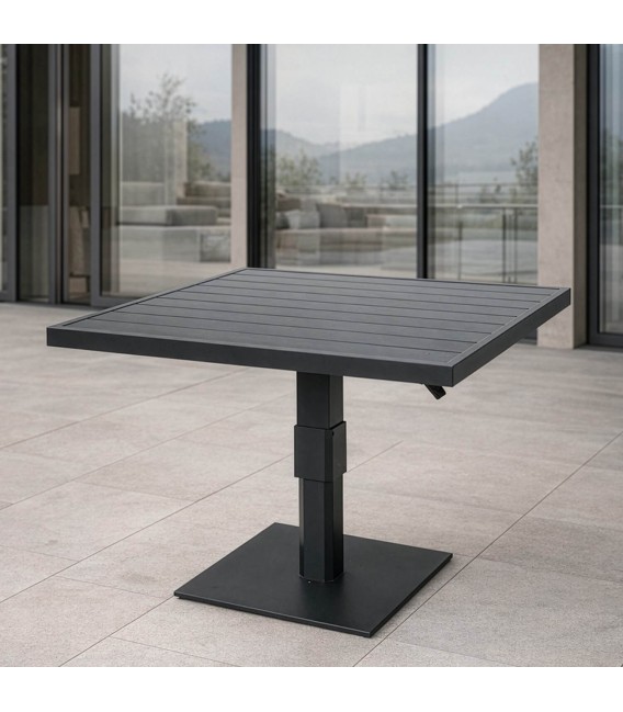 Mesa centro exterior aluminio negro cuadrada estilo industrial mdmhogar