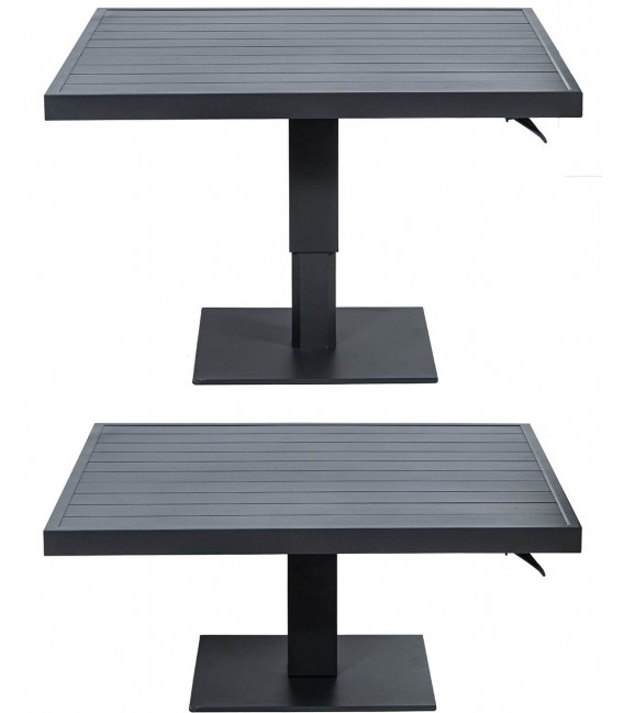 Mesa centro exterior aluminio negro cuadrada estilo industrial 2