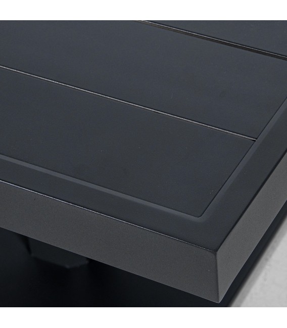 Mesa centro exterior aluminio negro cuadrada estilo industrial 6
