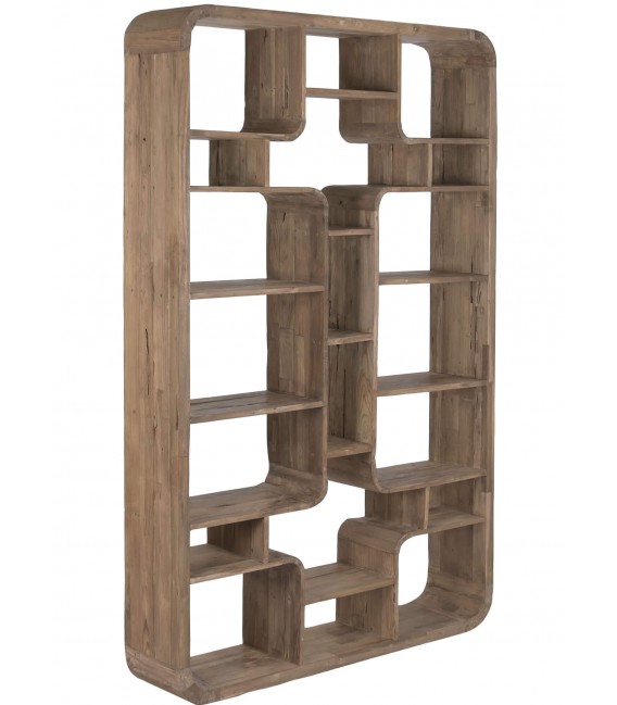 Estantería teca reciclada nogal envejecido estilo boho grande 1
