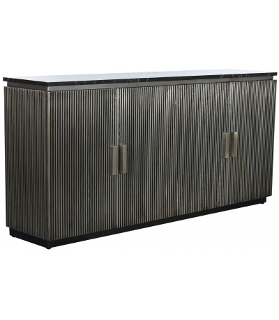 Aparador pequeño nogal mármol negro estilo industrial elegante