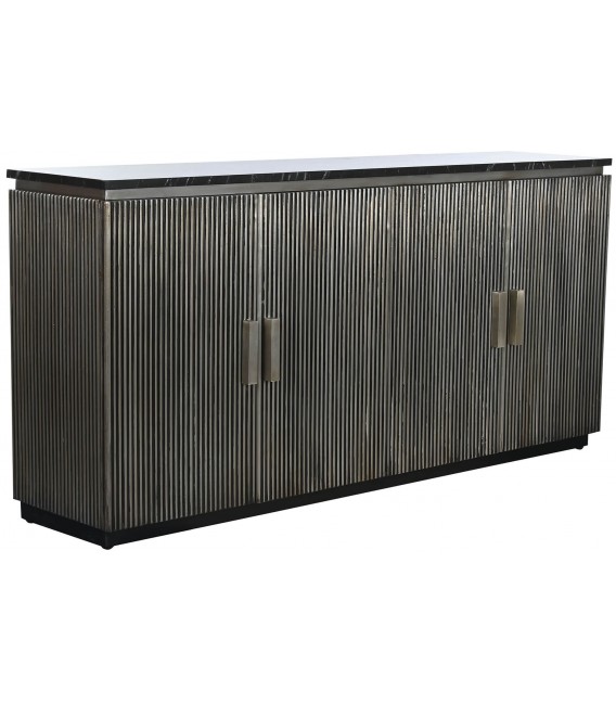 Aparador pequeño nogal mármol negro estilo industrial elegante
