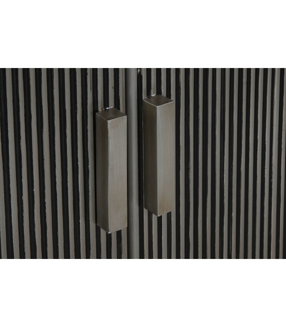 Aparador pequeño nogal mármol negro estilo industrial elegante 6