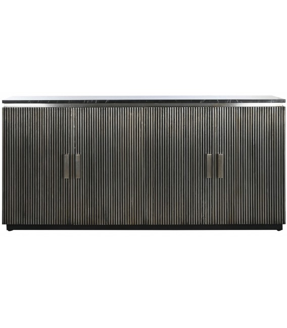Aparador pequeño nogal mármol negro estilo industrial elegante 1