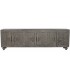 Mueble TV madera maciza gris étnico con seis puertas artesanal 1